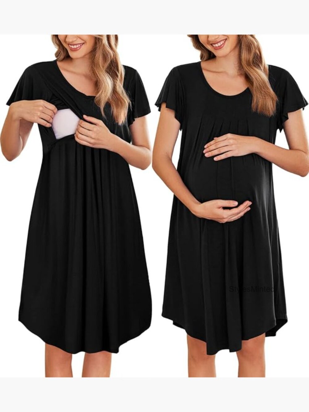 Nursing Nightgown Hospital Delivery Gown Maternity Sleepwear Short Sleeve